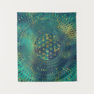 Flower of life Marble and gold Tapestry