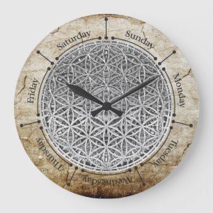 FLOWER OF LIFE - Medal Silver Large Clock