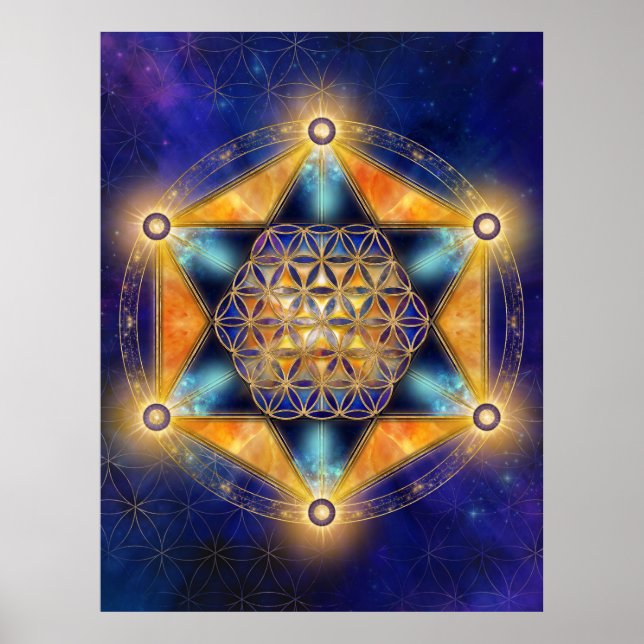 Flower of life Merkaba Star - Sacred Geometry Poster (Front)