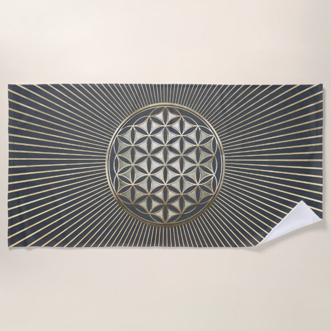 Flower of life metallic embossed beach towel (Front)