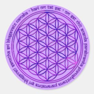 Flower Of Life - Moola Mantra - violet Classic Round Sticker