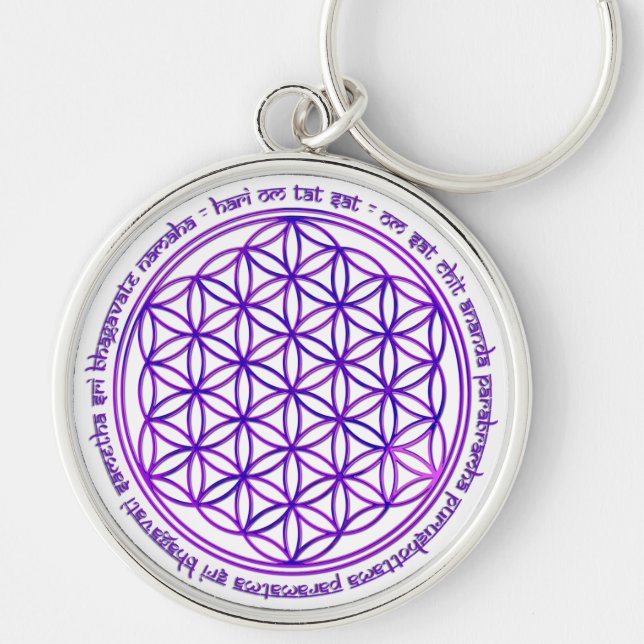 Flower Of Life - Moola Mantra - violet Key Ring (Front)