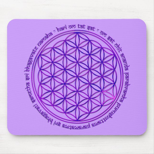 Flower Of Life - Moola Mantra - violet Mouse Mat (Front)