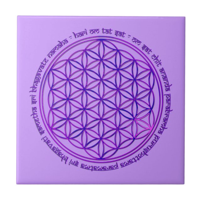 Flower Of Life - Moola Mantra - violet Tile (Front)