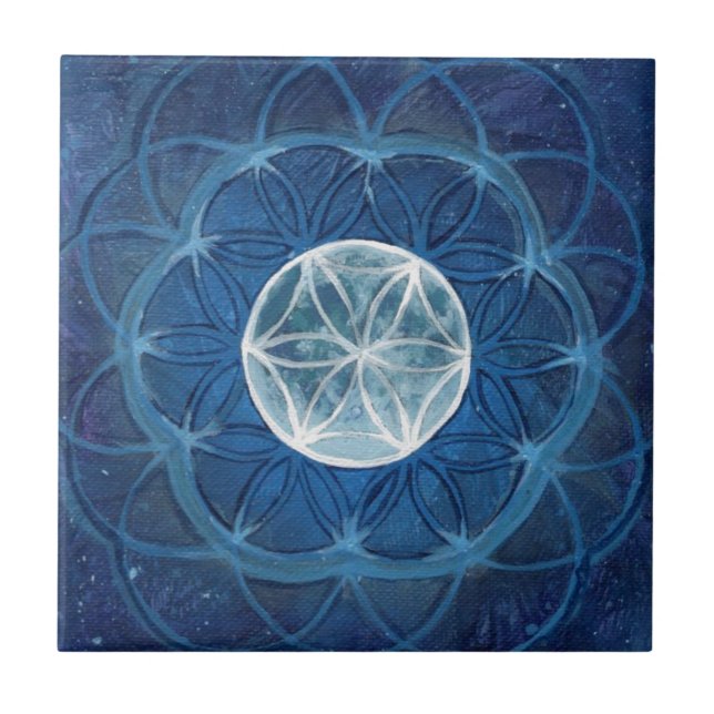 Flower of Life Moon Mandala Tile (Front)