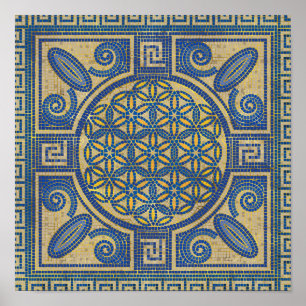 Flower of Life Mosaic Tile Ornament N1 Poster