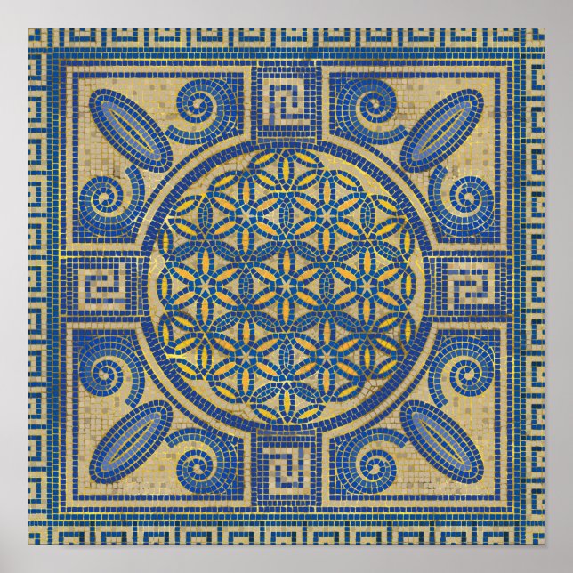 Flower of Life Mosaic Tile Ornament N1 Poster (Front)