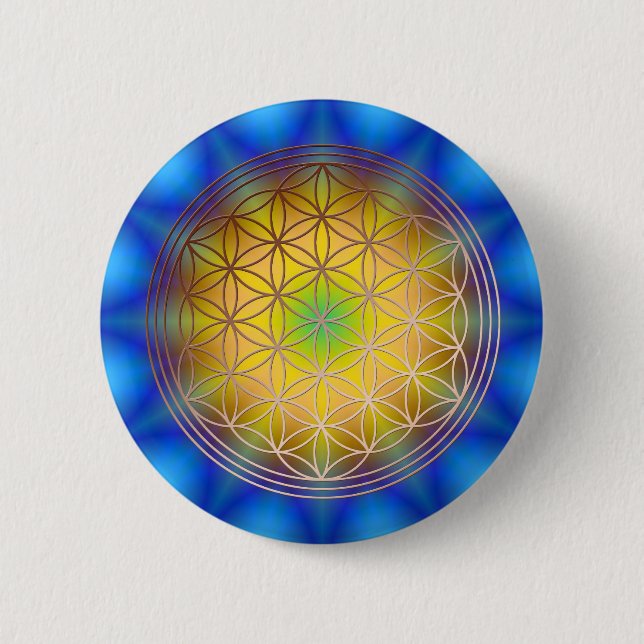 Flower of Life Motive 10 6 Cm Round Badge (Front)