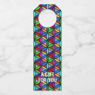 FLOWER OF LIFE - multi coloured gradients pattern  Bottle Tag