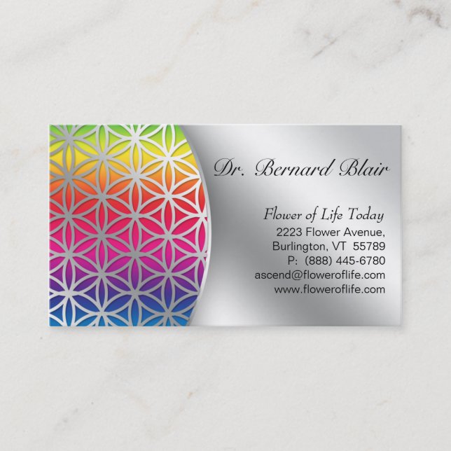Flower of Life Nature Business Card Silver (Front)