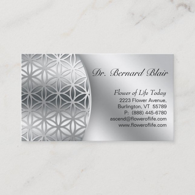 Flower of Life Nature Business Card Silver (Front)