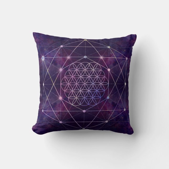 Flower of Life on Nebula - sky Cushion (Front)