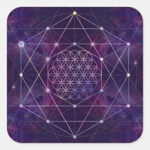 Flower of Life on Nebula - sky Square Sticker
