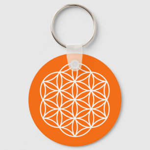 Flower of Life Orange Key Ring