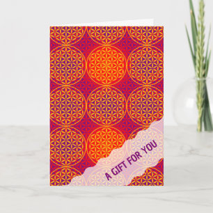 FLOWER OF LIFE - orange pink pattern Card