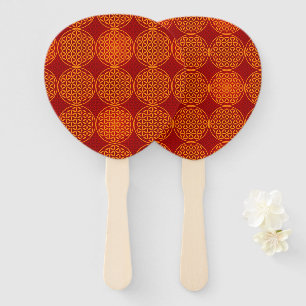 FLOWER OF LIFE - orange red pattern Hand Fan