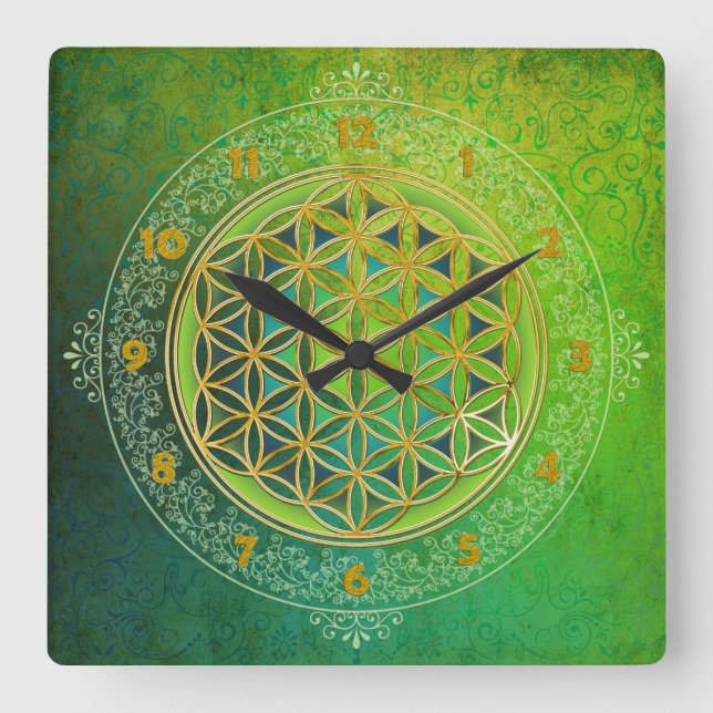 Flower of Life - Ornament II Square Wall Clock (Front)