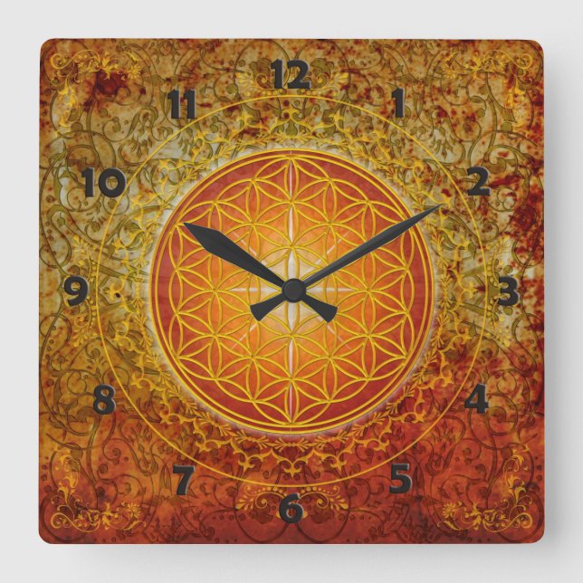 Flower of Life - Ornament III Square Wall Clock (Front)