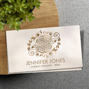 Flower of life ornament - pastel gold business card