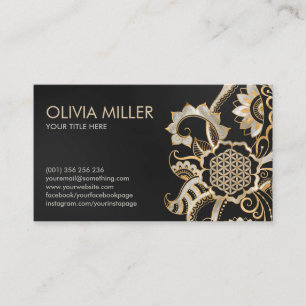 Flower of life Ornament - Pearl and Gold Business Card