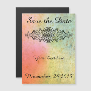 Flower Of Life - ornaments black II + your backgr. Magnetic Invitation