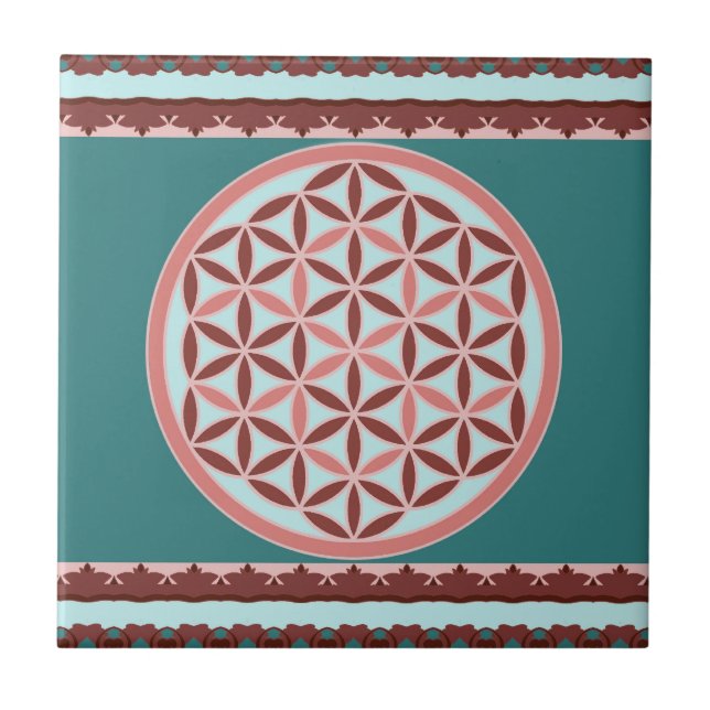 "Flower of Life – Pastel & Earthy Harmony" Tile (Front)