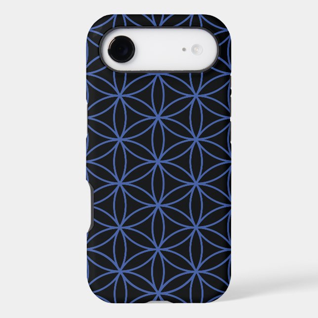 Flower of Life Pattern – Blue on Black (Back)