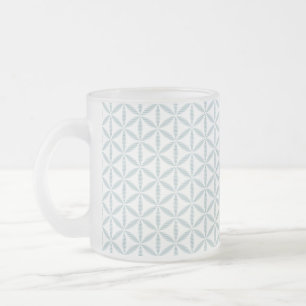 Flower of life pattern - ice blue - frosted glass coffee mug