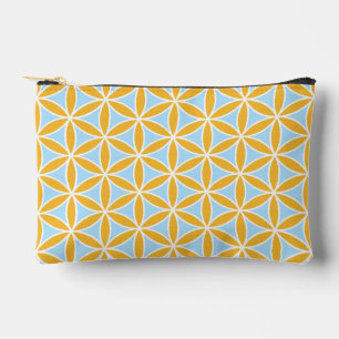 Flower of Life Pattern Orange White & Blue Accessory Pouch