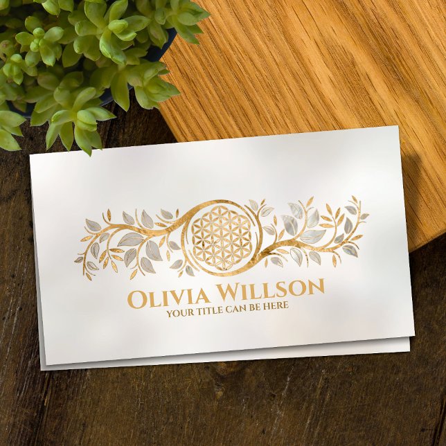 Flower of life - Pearl and Gold Business Card (Creator Uploaded)