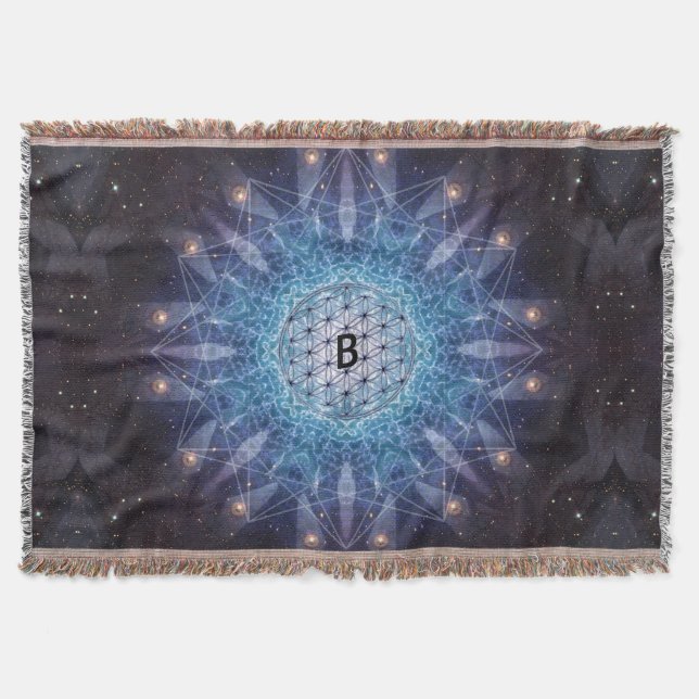 Flower of Life / Personalised Spiritual Gift Throw Blanket (Front)