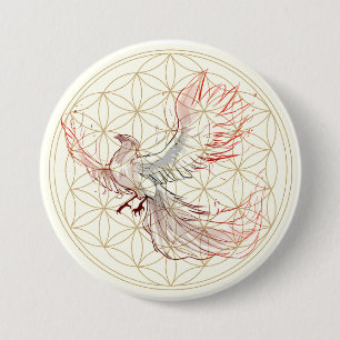 Flower of Life Phoenix Large Button