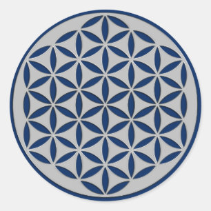 Flower of Life - punched silver + your ideas Classic Round Sticker