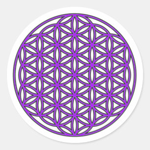 Flower of Life Purple Classic Round Sticker