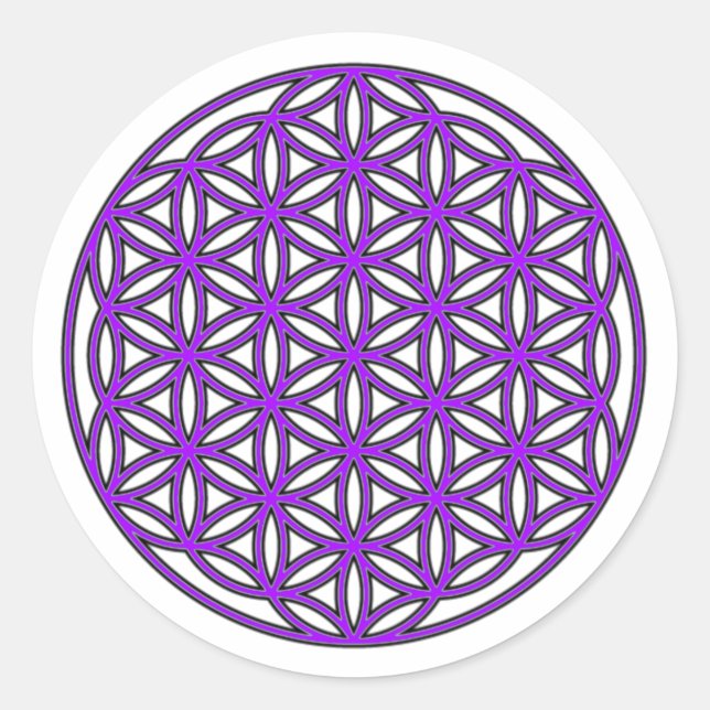 Flower of Life Purple Classic Round Sticker (Front)