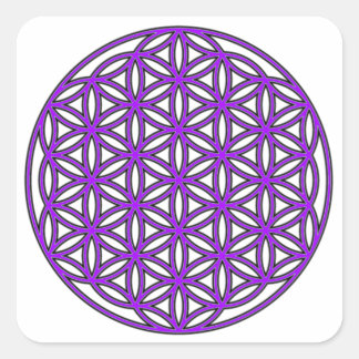 Flower of Life Purple Square Sticker