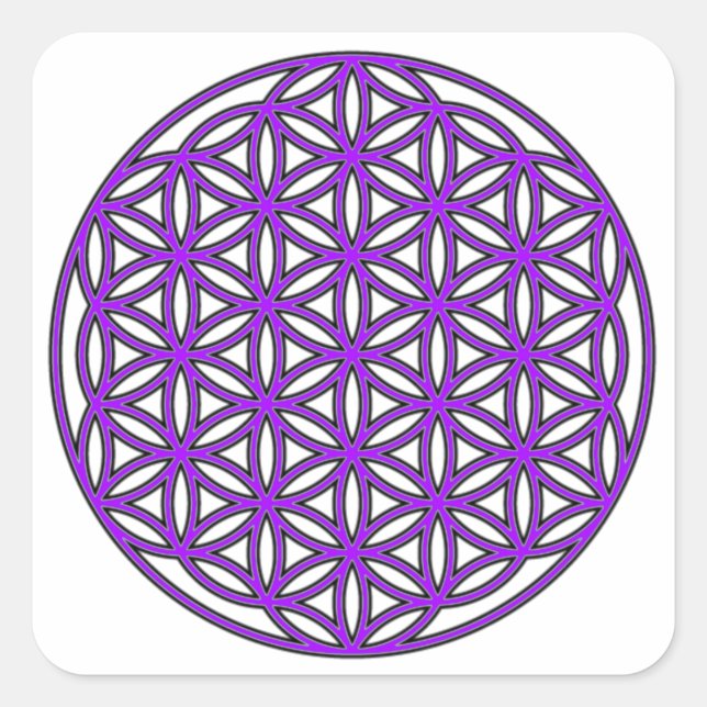 Flower of Life Purple Square Sticker (Front)