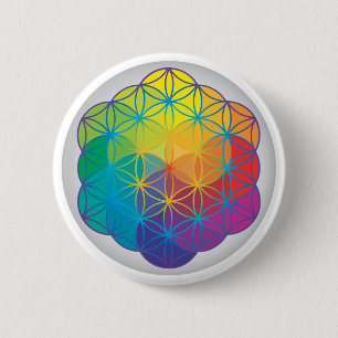 Flower of Life Rainbow Colours Harmony Energy 6 Cm Round Badge