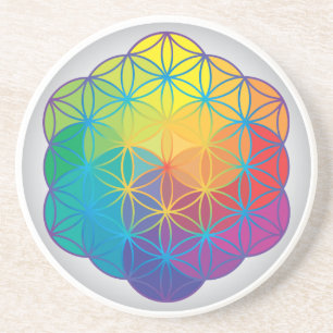 Flower of Life Rainbow Colours Harmony Energy Coaster