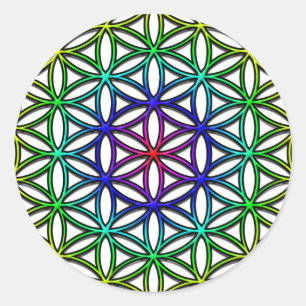 Flower of Life (rainbow) sacred geometry symbol Classic Round Sticker
