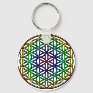Flower of Life (rainbow) sacred geometry symbol Key Ring