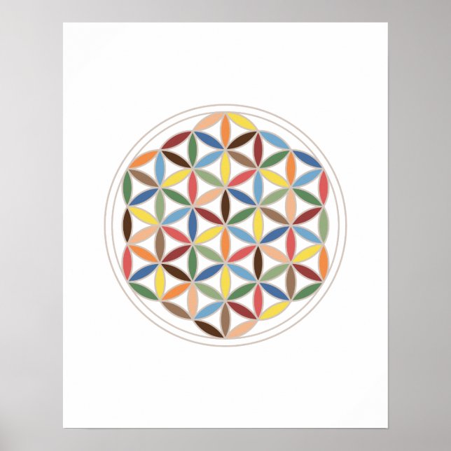Flower of Life Retro Colours Poster (Front)