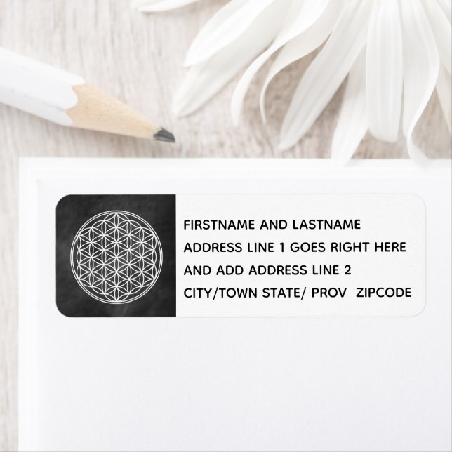 Flower of Life Return Address Label Image on Left (Insitu)