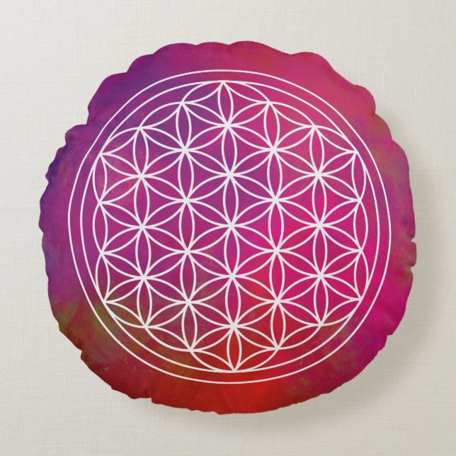 flower of life round cushion (Front)