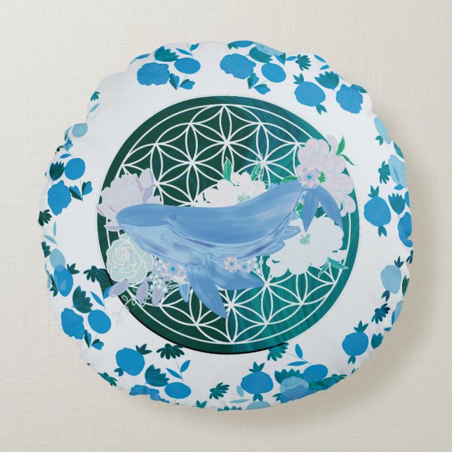 Flower of life round cushion (Front)