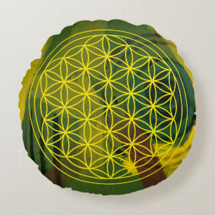 Flower of life round cushion
