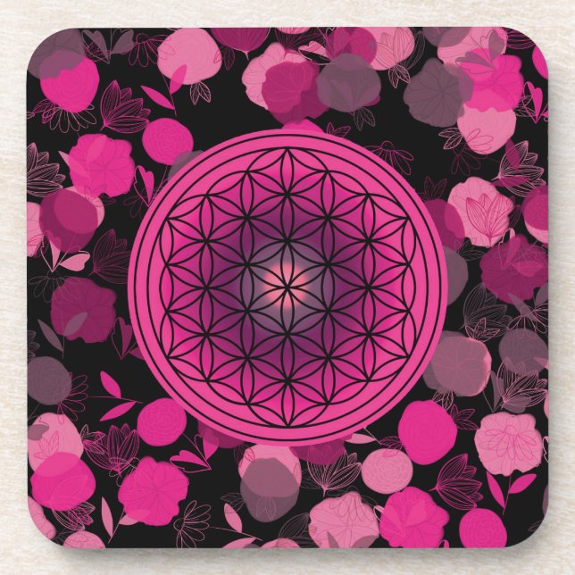 flower of life, sacred geometric,zen, chakra,   coaster (Front)