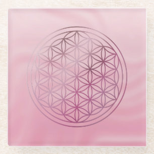 flower of life, sacred geometric,zen, chakra, glass coaster