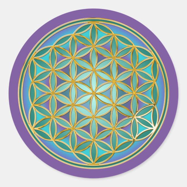 FLOWER OF LIFE - Sacred Geometrie Design 1 Classic Round Sticker (Front)