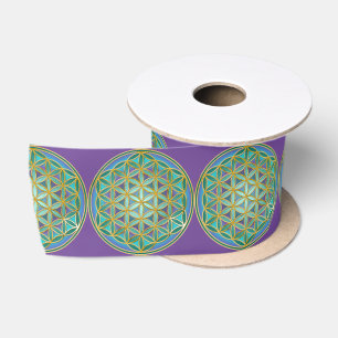 FLOWER OF LIFE - Sacred Geometrie Design 1 Satin Ribbon